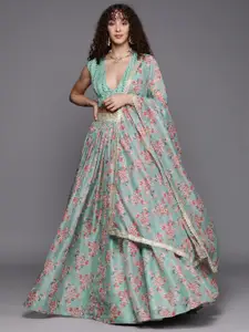 Inddus Embroidered Sequinned Unstitched Lehenga & Blouse With Dupatta