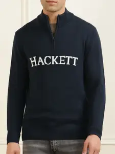 HACKETT LONDON Men Self Design Mock Neck Pullover
