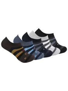 One8 Men Pack Of 5 Patterned Cotton Anti-Microbial Shoe Liners