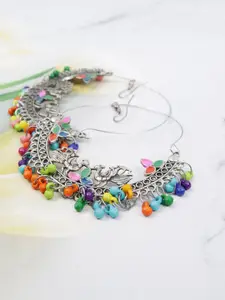 VAGHBHATT Silver Plated Peacock Shaped Drop Earrings