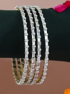 Adwitiya Collection Set Of 4 24 CT Gold-Plated CZ-Studded Bangles