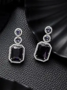 Jazz and Sizzle Silver-Plated American Diamond Studded Drop Earrings