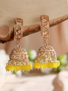 Jazz and Sizzle Rose-Gold Plated Beaded Dome Shaped Jhumkas