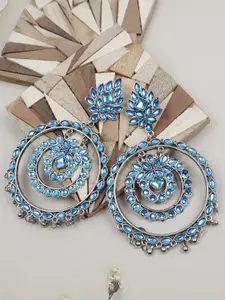 VAGHBHATT Women Silver Plated Circular Drop Earrings