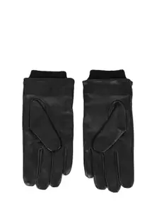 Ted Baker Men Ribbed Cuffs Leather Gloves