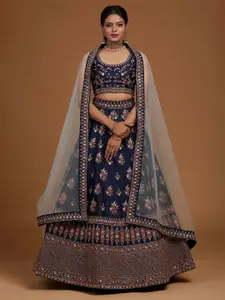 Xenilla Embroidered Thread Work Semi-Stitched Lehenga & Unstitched Blouse With Dupatta