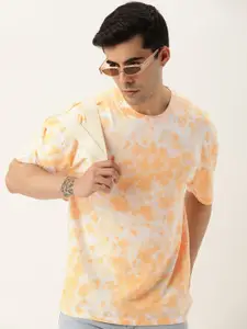 Kook N Keech Men Orange Tie and Dye Printed Loose T-shirt