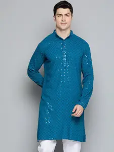 Jompers Men Embroidered Cotton Sequinned Kurta