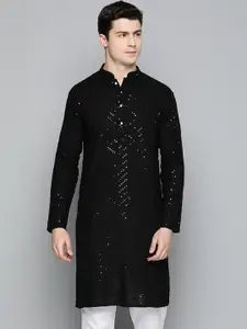 Jompers Men Embroidered Sequined Pure Cotton Kurta