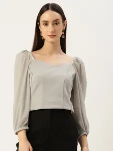 Madame Sweetheart Neck Puff Sleeves Top