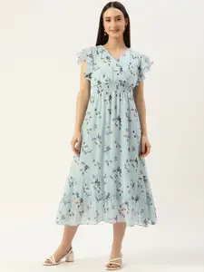 Madame Floral Print Wrap Midi Dress