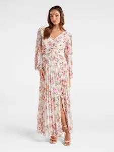 Forever New Floral Printed Maxi Accordion Pleated Fit & Flare Dress