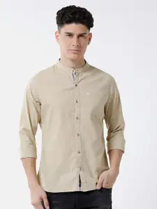 WROGN Slim Fit Mandarin Collar Linen Casual Shirt