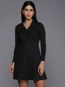 Allen Solly Woman Solid Studded Fit & Flare Dress
