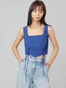 ONLY Self Design Square Neck Crop Top
