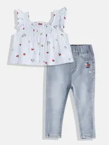 Levis Girls Printed Top With Jeans