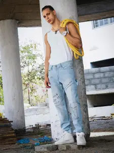 The Indian Garage Co Men Relaxed Fit Light Fade Printed Jeans