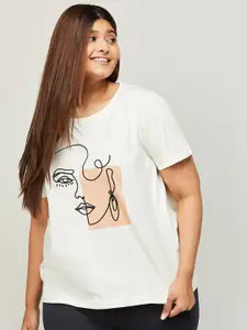 Nexus by Lifestyle Plus Size Women Graphic Printed Pure Cotton T-shirt