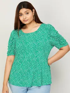 Nexus by Lifestyle Plus Size Floral Print Puff Sleeves  Top