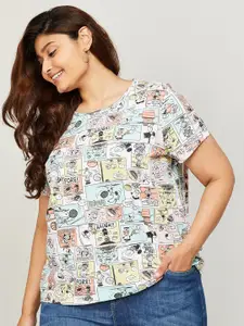 Nexus by Lifestyle Plus Size Women Coversational Printed Pure Cotton T-shirt