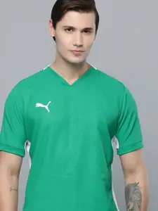 Puma Geometric Printed V-Neck Dry-Cell Slim Fit Team Cup Football T-shirt