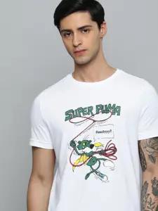 Puma Men Printed Pure Cotton Slim Fit Outdoor T-shirt