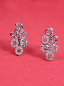 STEORRA JEWELS Silver Plated Floral Studs Earrings