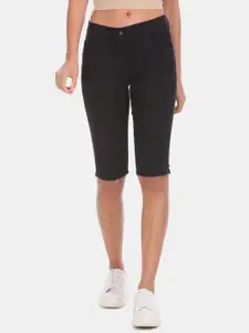 V-Mart Women Classic Knee Length Mid-Rise Cotton Denim Shorts