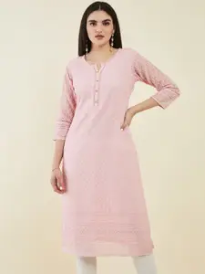 Soch Women Notch Neck Embroidered Georgette Kurta