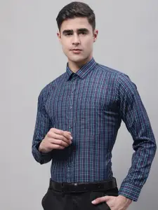 Style Quotient Men Navy Checked Regular Fit Formal Shirt