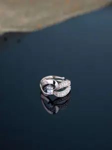 I Jewels Rose Gold-Plated CZ-Studded Finger Ring