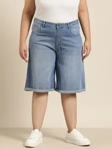 Sztori Women Plus Size Washed Denim Shorts