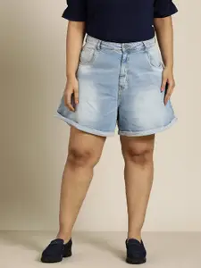 Sztori Women Plus Size Loose Fit Denim Shorts