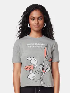 The Souled Store Women Bugs Bunny Printed Pure Cotton T-shirt