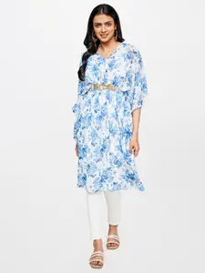 Global Desi Floral Printed Kaftan Kurta