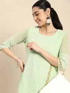Anouk Floral Embroidered Chikankari Kurta