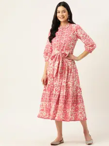 Jaipur Morni Floral Cotton A-Line Cotton Midi Dress