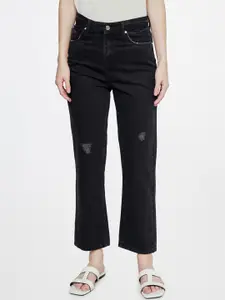 AND Women Straight Fit Pure Cotton Cropped Jeans