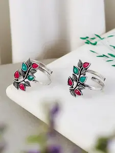 ATIBELLE Set of 2 German Silver Stone Studded Toe Rings