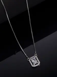 PANASH Silver-Plated CZ-Studded Pendant With  Chain