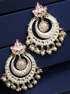 Shining Diva Gold-Plated Pearls Classic Chandbalis Earrings
