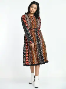 Bella Moda Ethnic Motifs Midi Dress