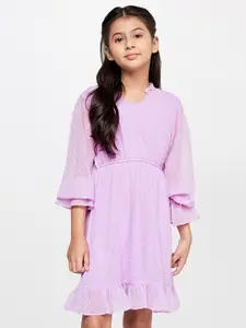 AND Girls V-Neck Bell Sleeves A-Line Dress