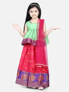 BownBee Girls Woven Design Ready to Wear Lehenga & Blouse With Dupatta