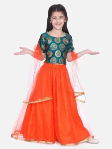 BownBee Girls Woven Design Ready to Wear Lehenga & Blouse With Dupatta