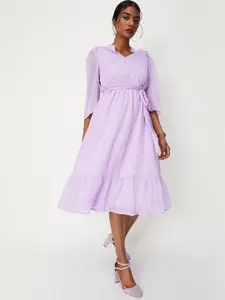max Puff Sleeves Belted Fit & Flare Dress