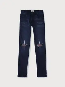 Gini and Jony Girls Blue Embroidered Jeans