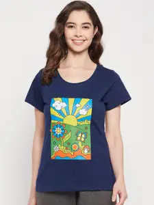 Clovia Women Graphic Print Pure Cotton Lounge T-shirt