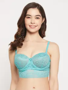 Clovia Padded Underwired Full Cup Multiway Longline Balconette Lace Bralette BR2383P0332E