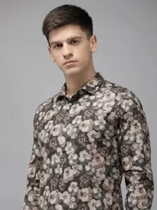 THE BEAR HOUSE Ardor Edition Slim Fit Floral Printed Opaque Party Shirt